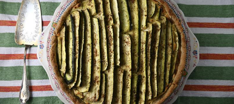 moroccan spiced zucchini and chèvre tart