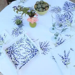 Provencal Table Linens in a Lavender Motif