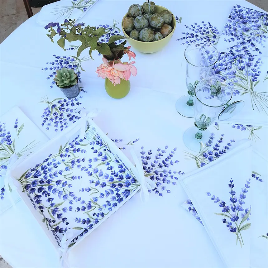 Provencal Table Linens in a Lavender Motif