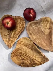 Heart-Shaped Plates in Olive Wood