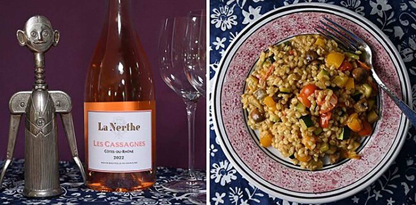 Soft Wheat Berry Risotto and Chateau la Nerthe wine pairing