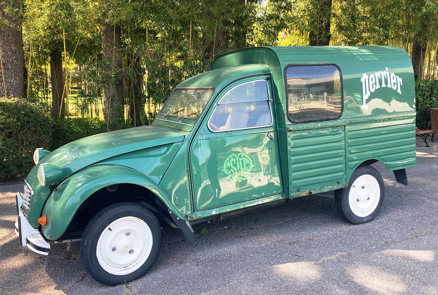 Vintage Perrier truck outside The Perrier Museum