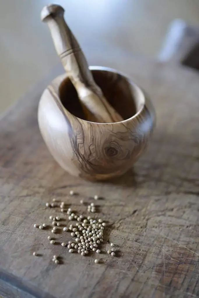 Mortar and Pestle Made with Olive Wood