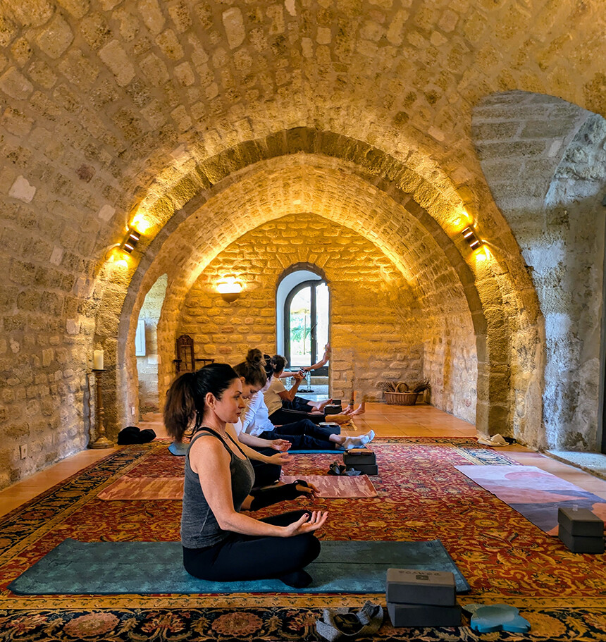 Morning yoga class Provence