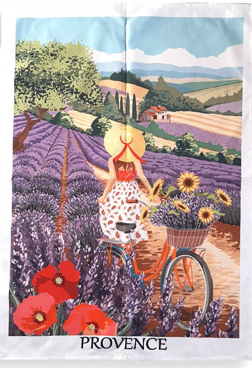 Dishcloth with Provencal Lavender Scene