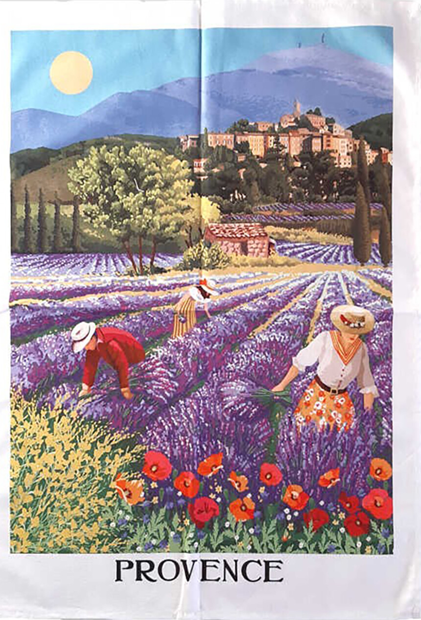 Cotton Dishcloth with Provencal Scenes