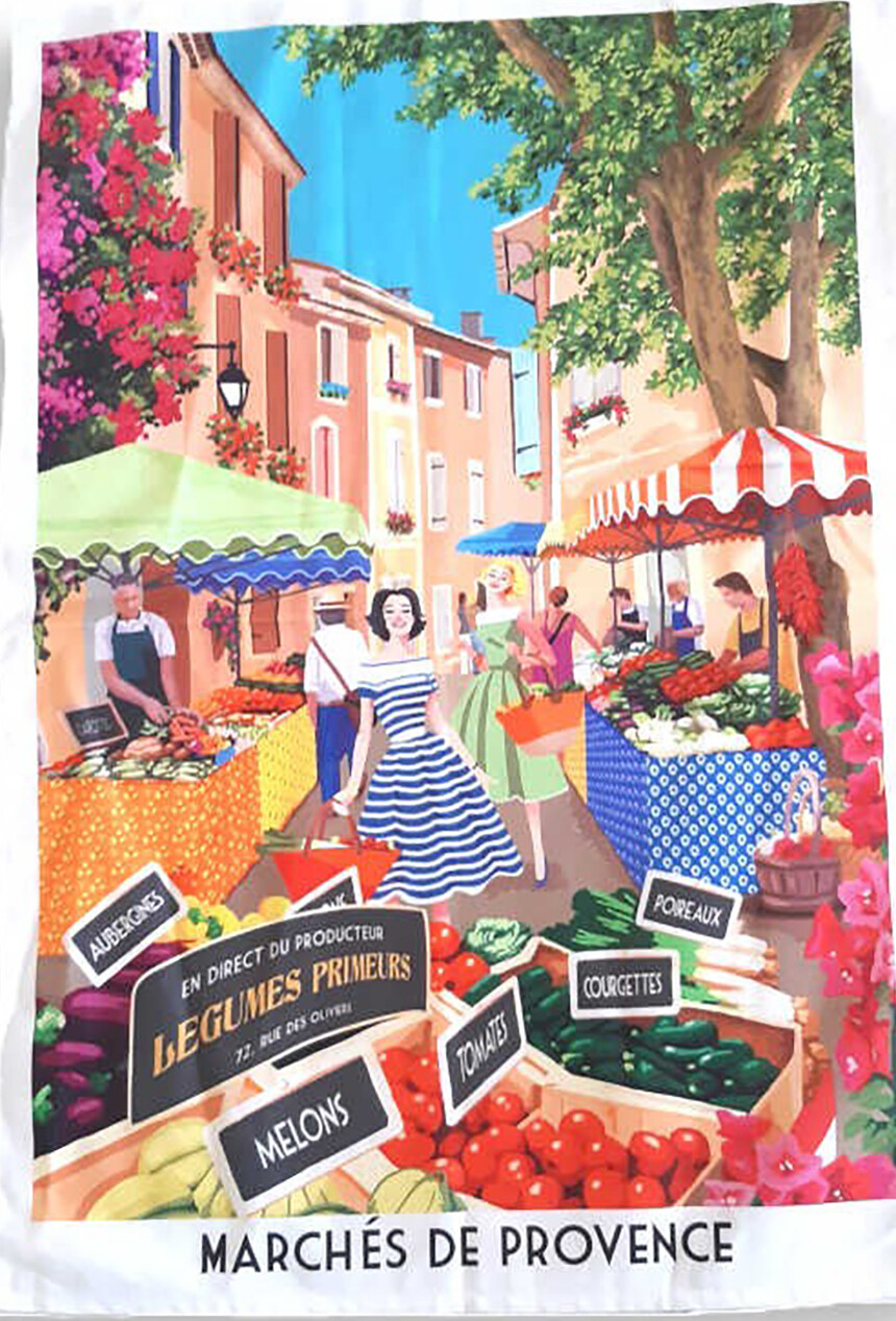Dishcloth with Provencal Market Scene