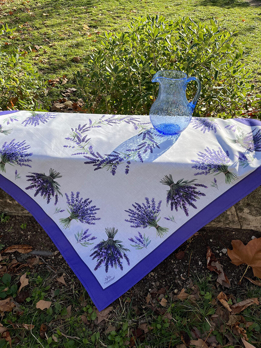 Square Tablecloth with a Lavender Motif