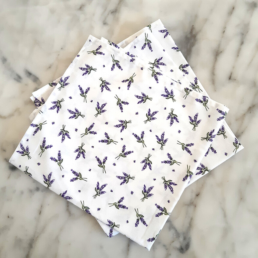 Cotton Napkins with a Lavender Motif